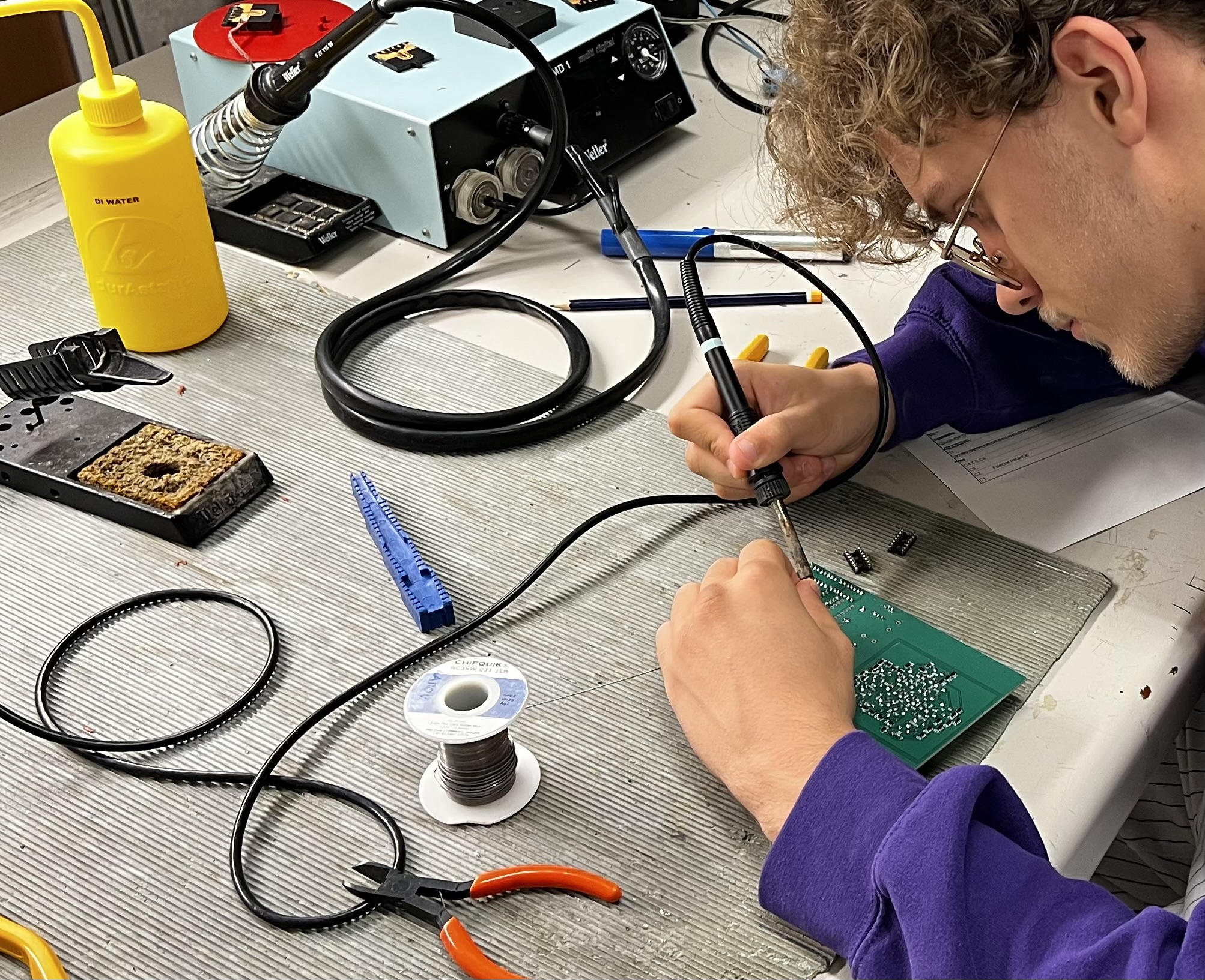 Soldering an electronic circuit board